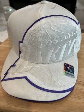 Reebok White and Purple Los Angeles Lakers Fitted Cap